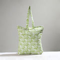 Green Handcrafted Batik Printed Cotton Hand Bag 01