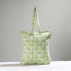 Green Handcrafted Batik Printed Cotton Hand Bag 01