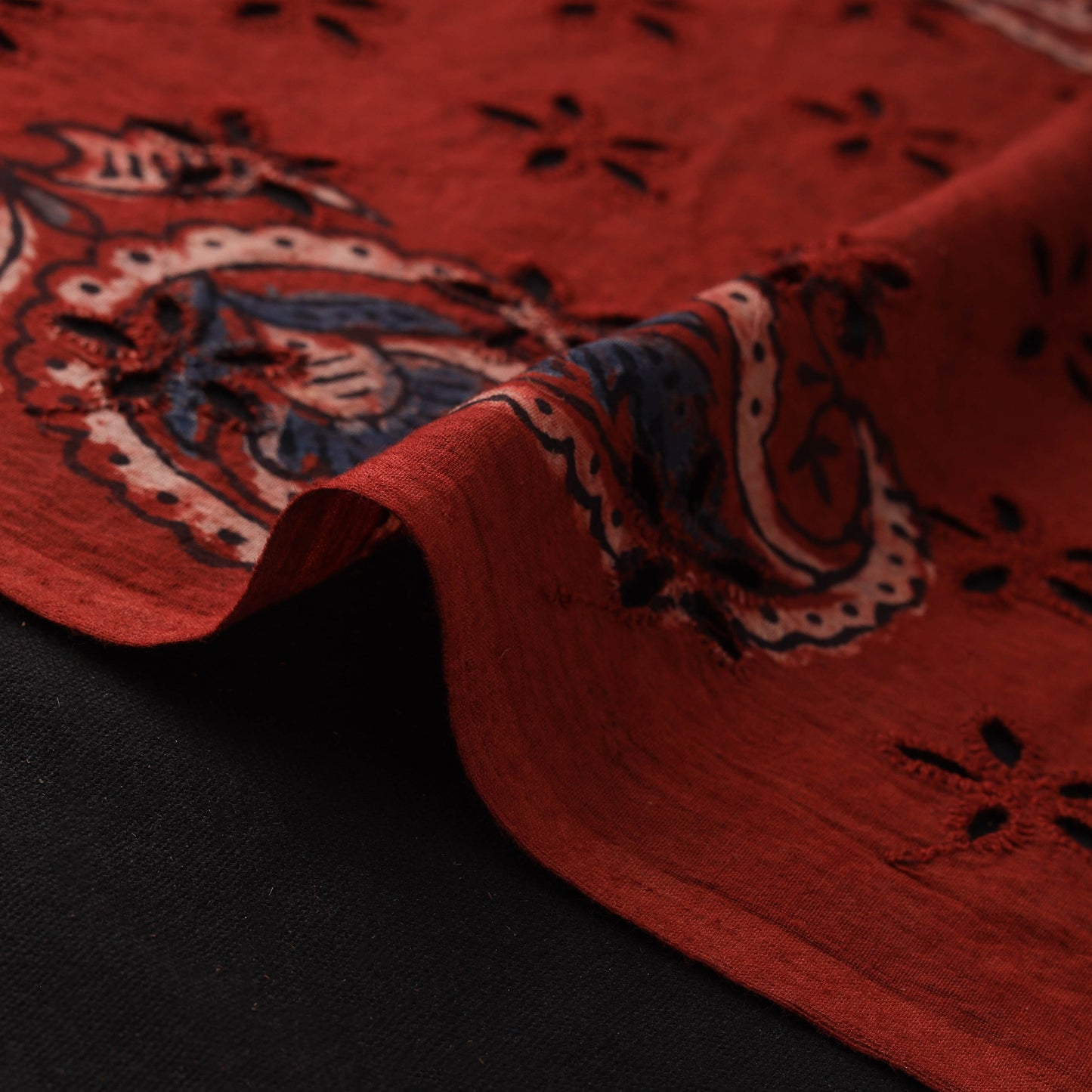 Hakoba Hand Block Ajrakh Print Natural Dyed Cotton Fabric 85
