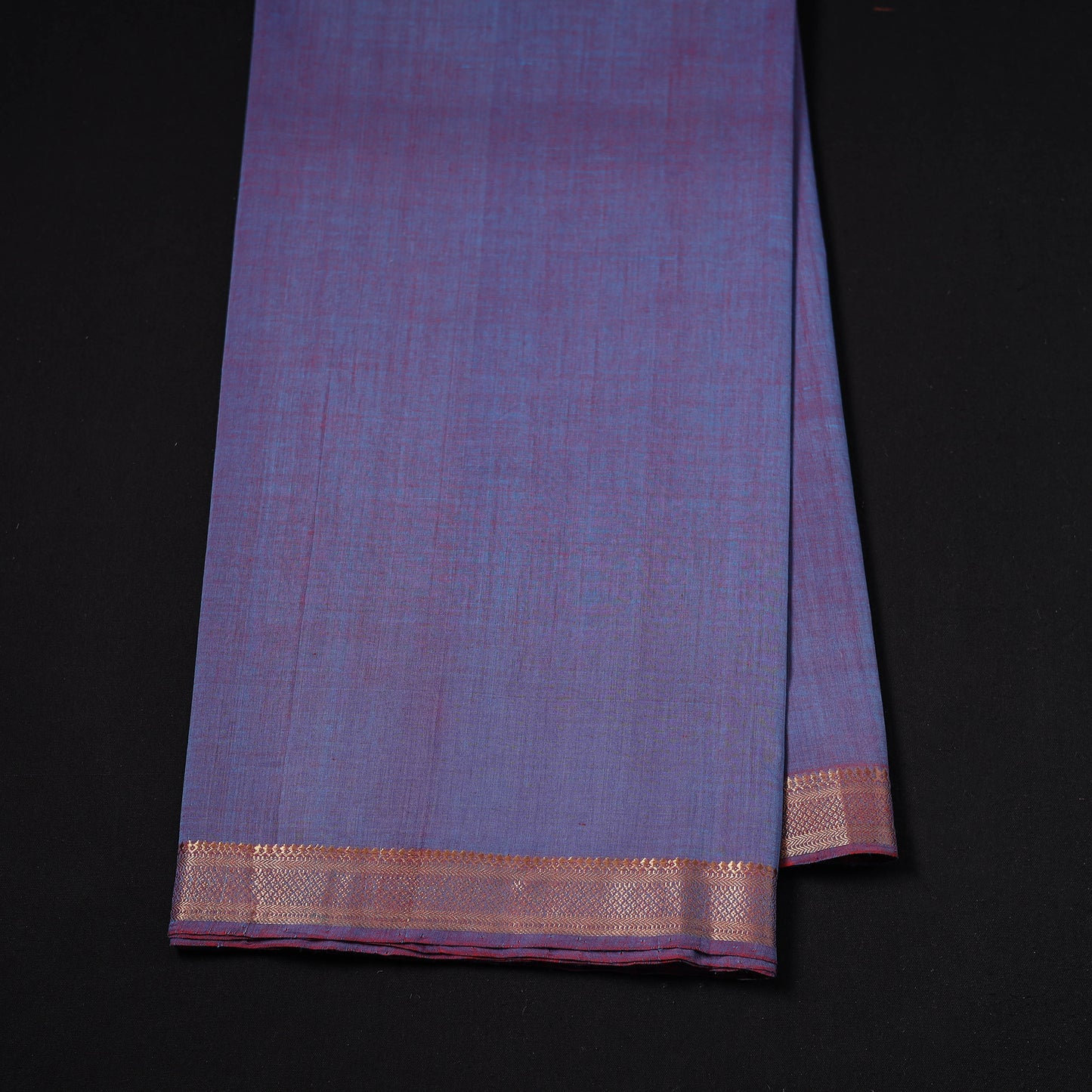 Purple - Handloom Mangalagiri Cotton Fabric with Nizam Zari Border 02