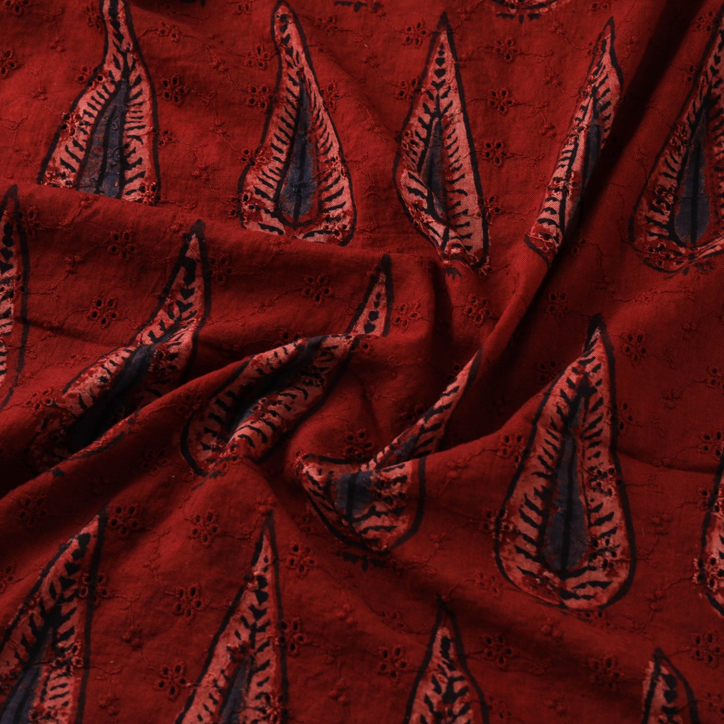 Hakoba Hand Block Ajrakh Print Natural Dyed Cotton Fabric 84