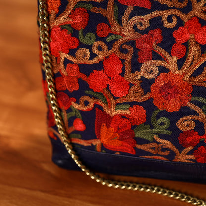 Blue - Aari Hand Embroidery Leather Sling Bag