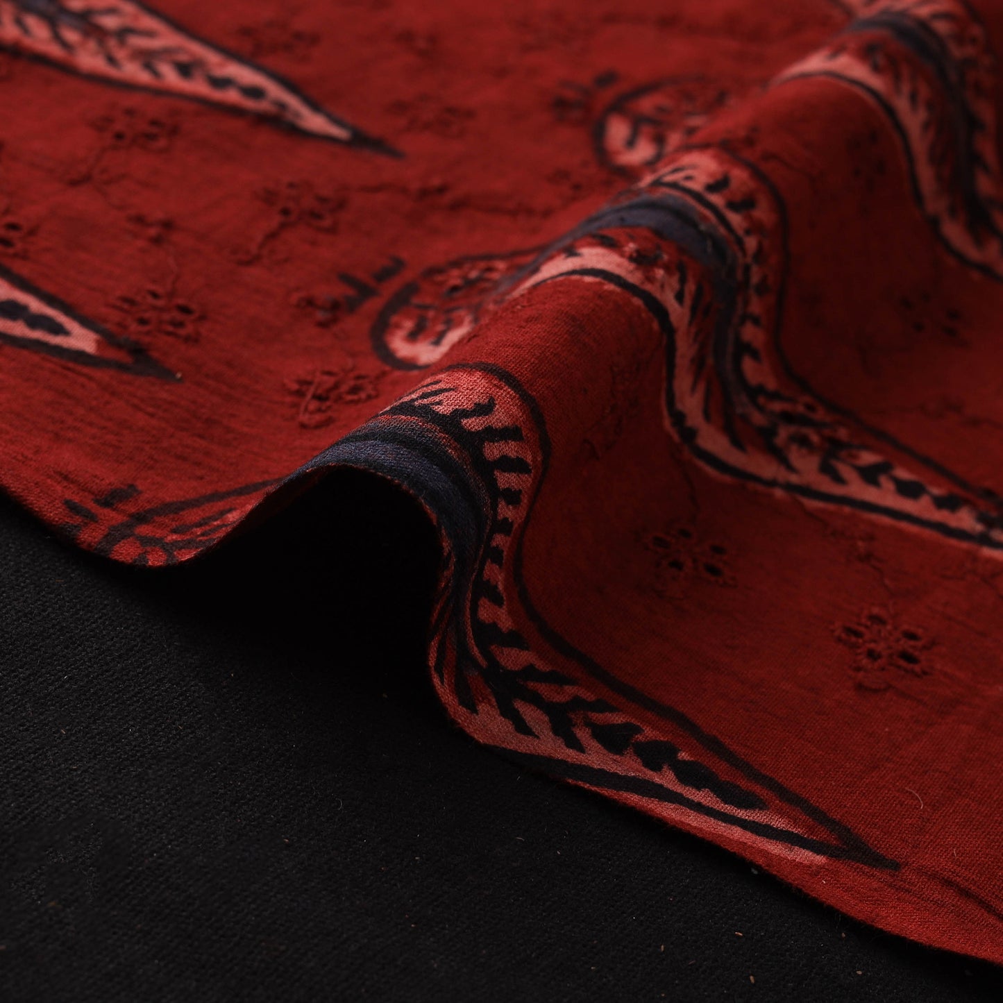 Hakoba Hand Block Ajrakh Print Natural Dyed Cotton Fabric 84