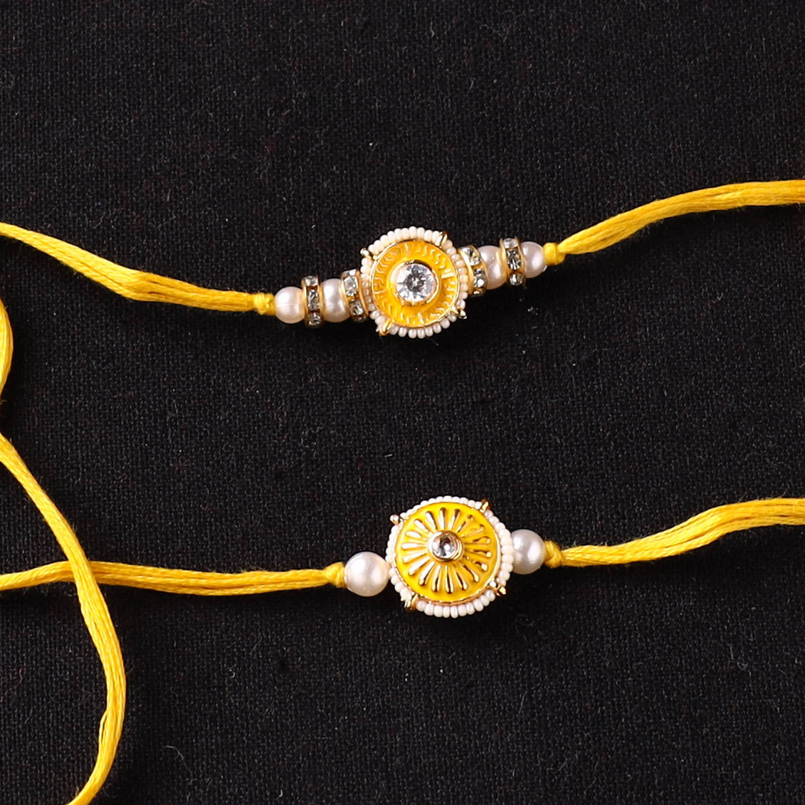 Handcrafted Kundan Beaded Bhaiya Bhabhi Rakhi Set with Potli 70