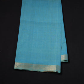 Blue - Handloom Mangalagiri Cotton Fabric with Nizam Zari Border 04