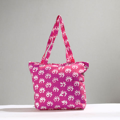 Purple Handcrafted Batik Printed Cotton Hand Bag 01