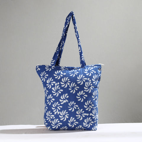 Blue Handcrafted Batik Printed Cotton Hand Bag 01