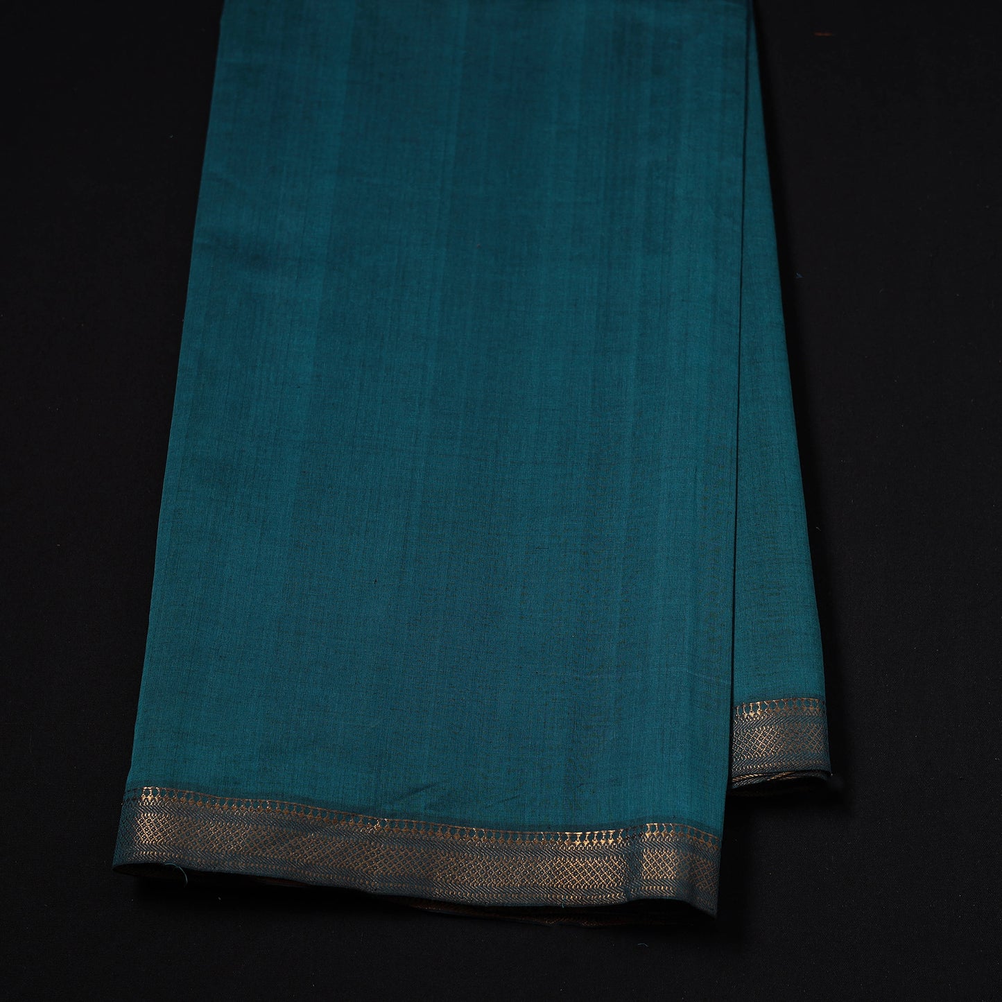 Blue - Handloom Mangalagiri Cotton Fabric with Nizam Zari Border 05