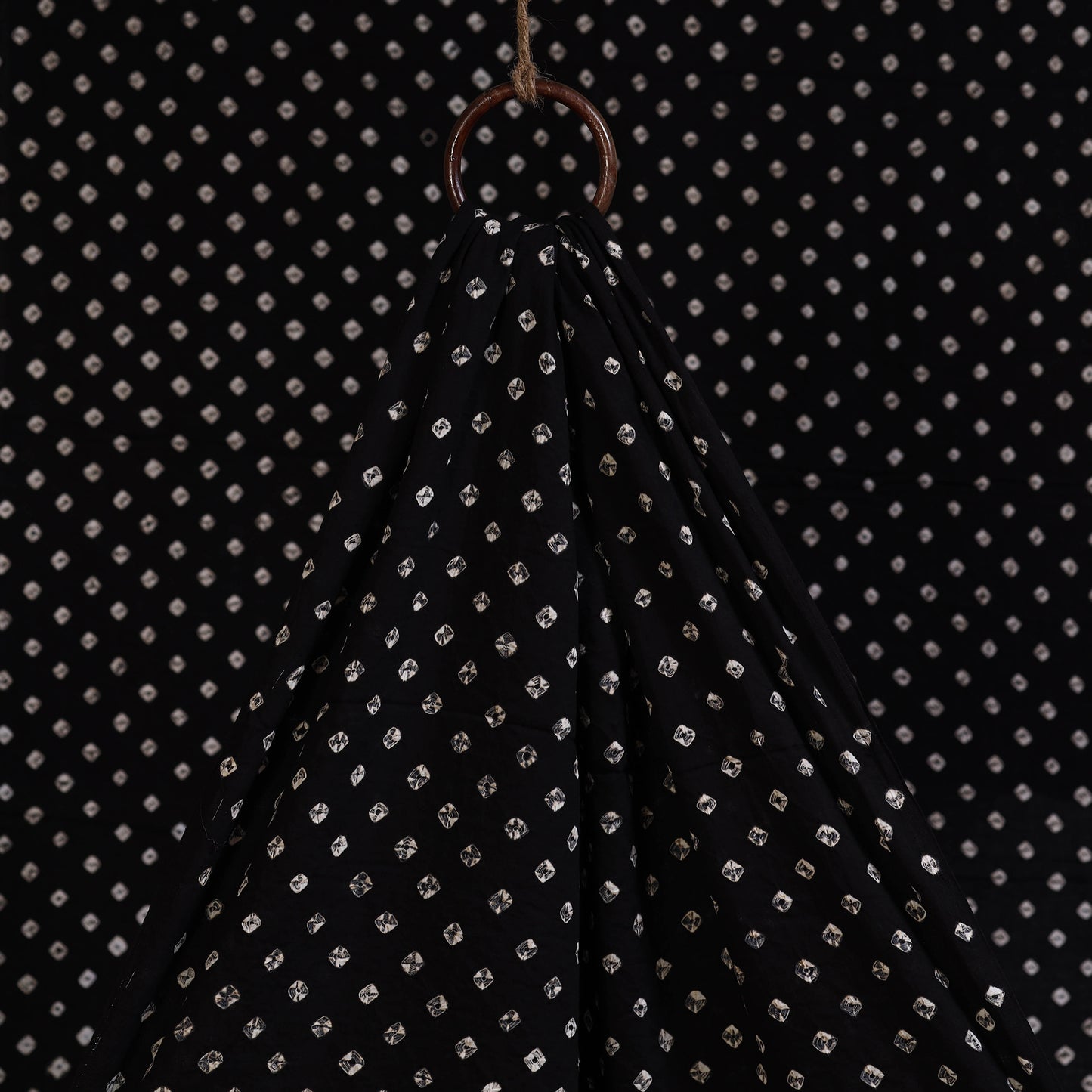 Black - Natural Dyed Kutch Tie-Dye Mul Cotton Bandhani Fabric 20