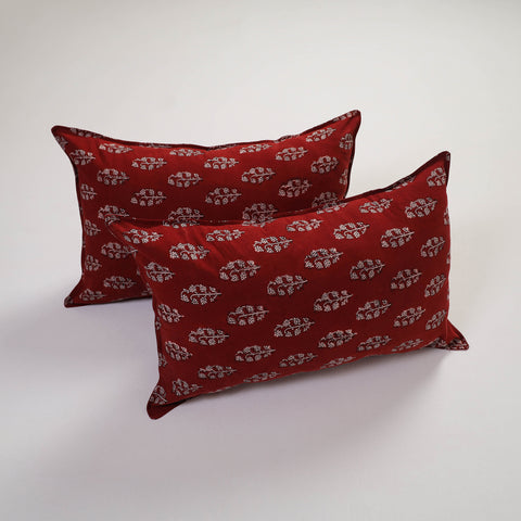 Red - Handcrafted Cotton Pillow Cover (Set of 2) 05