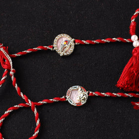 Handcrafted Kundan Bhaiya Bhabhi Rakhi Set with Potli 75