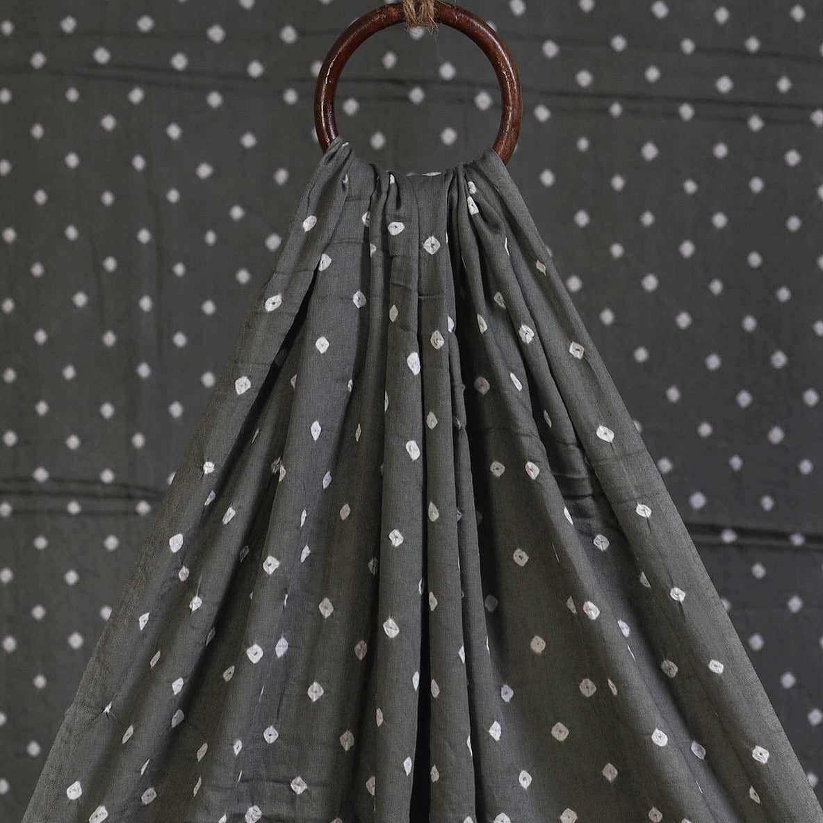 Grey - natural dyed kutch tie-dye mul cotton bandhani