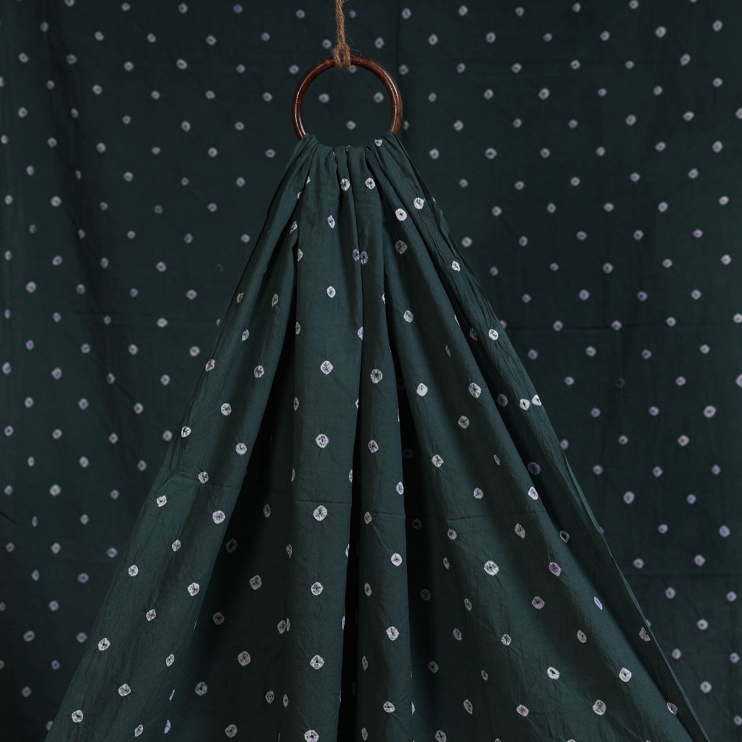 Green - natural dyed kutch tie-dye cotton bandhani fabric