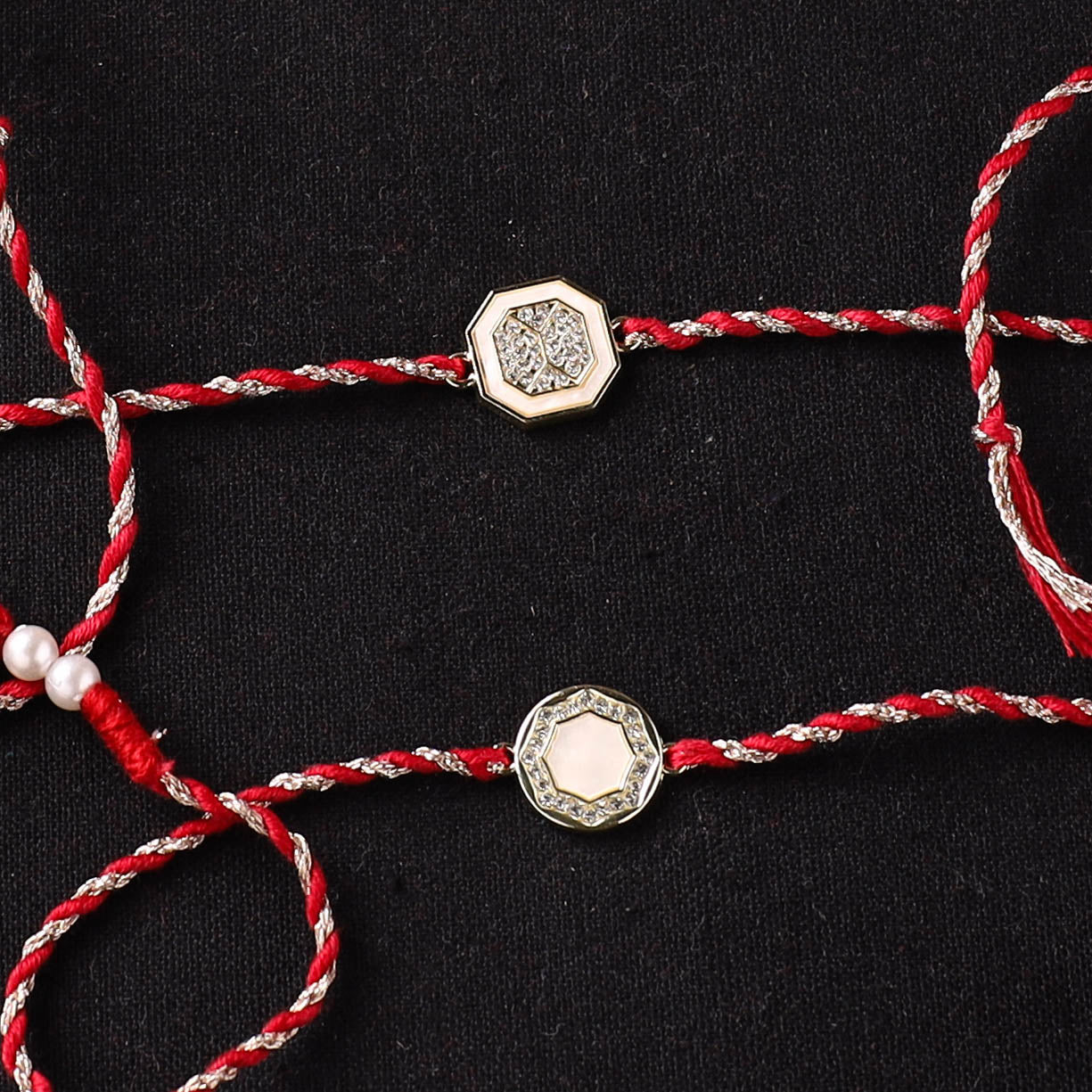 Handcrafted Kundan Bhaiya Bhabhi Rakhi Set with Potli 76