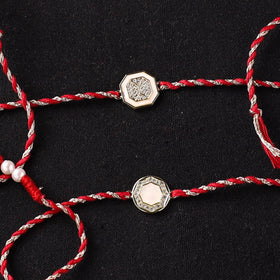 Handcrafted Kundan Bhaiya Bhabhi Rakhi Set with Potli 76