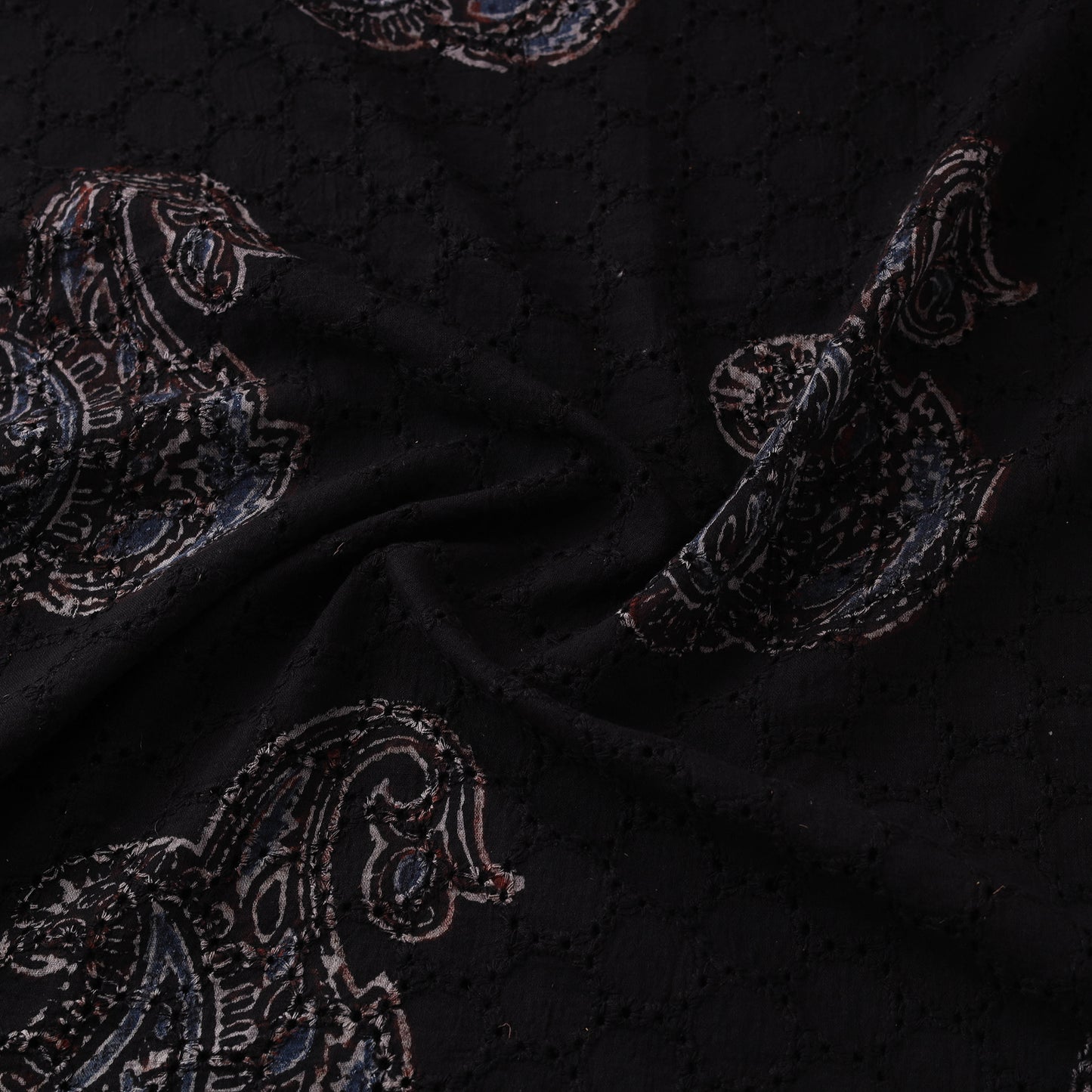 Hakoba Hand Block Ajrakh Print Natural Dyed Cotton Fabric 78