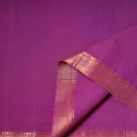 Purple - Handloom Mangalagiri Cotton Fabric with Nizam Zari Border 07