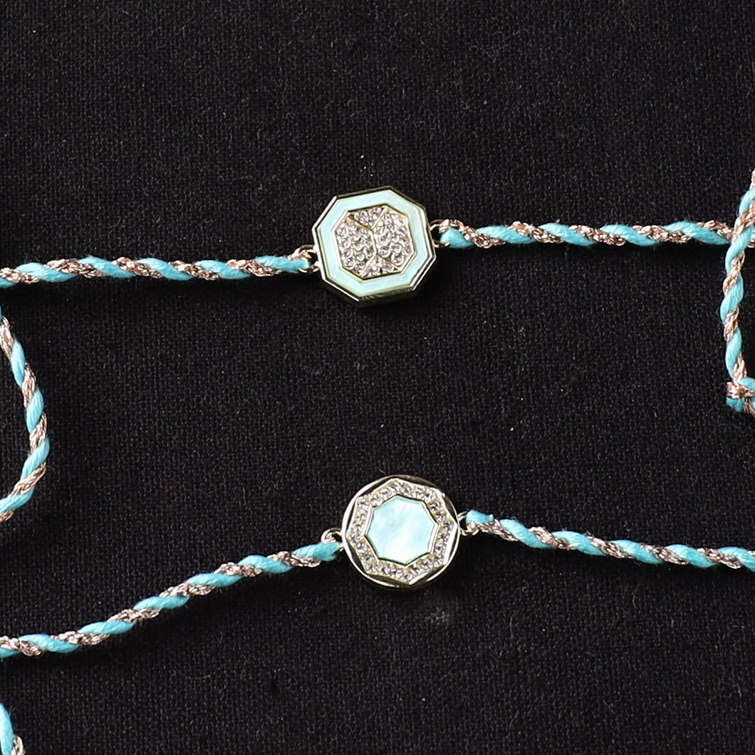 Handcrafted Kundan Bhaiya Bhabhi Rakhi Set with Potli 78