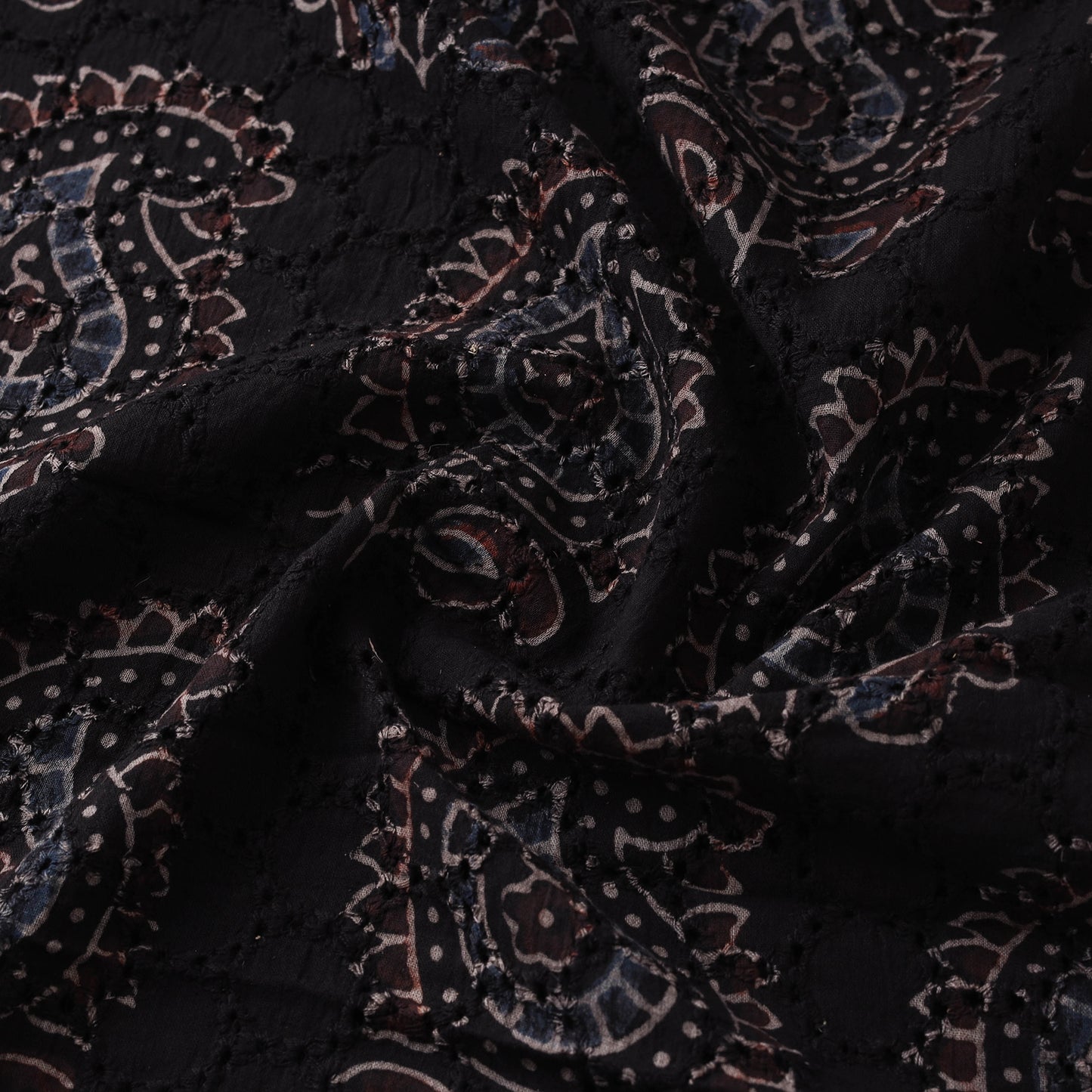 Hakoba Hand Block Ajrakh Print Natural Dyed Cotton Fabric 77
