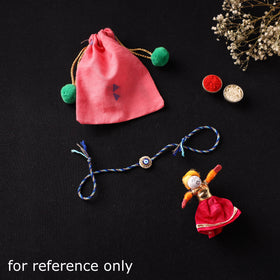 Handcrafted Kundan Rakhi for Brother with Potli 02