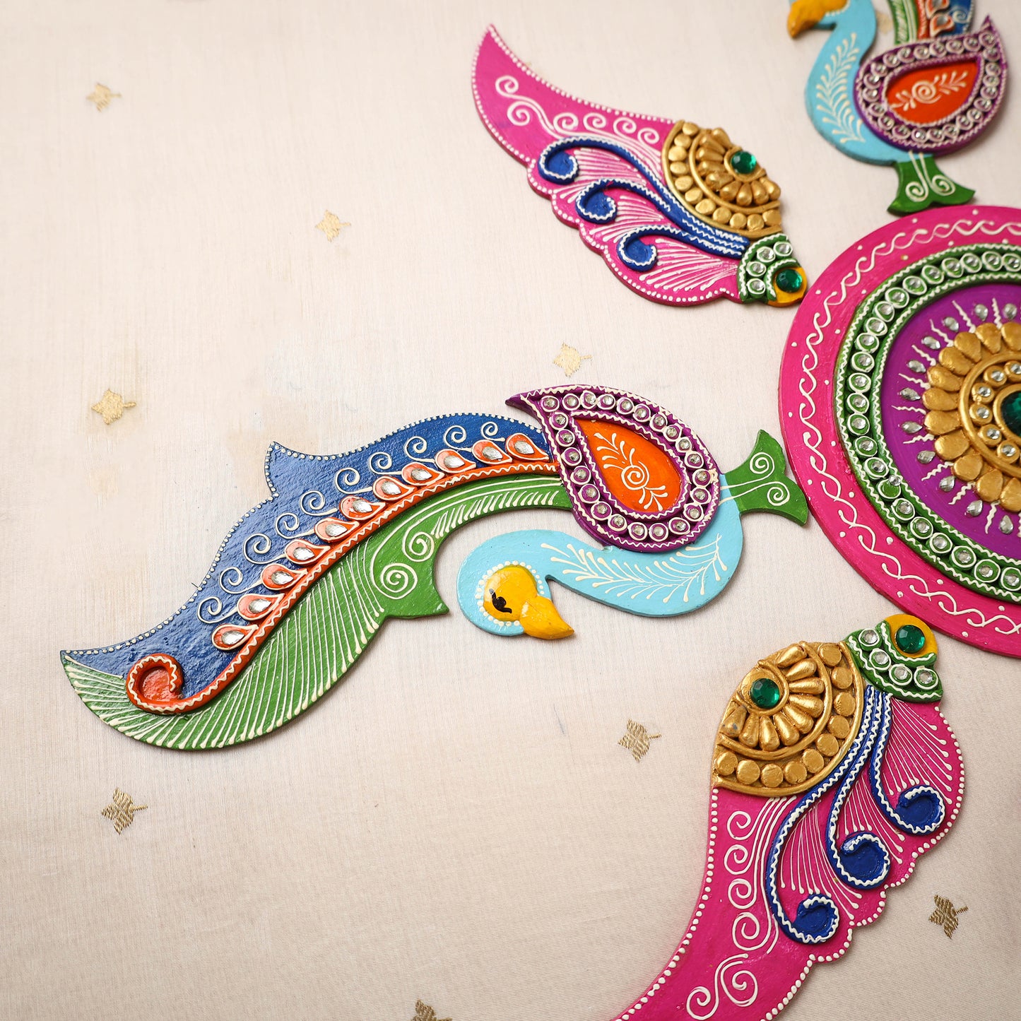 Peackock - Diwali Decor Handpainted Wooden Decor Rangoli 13