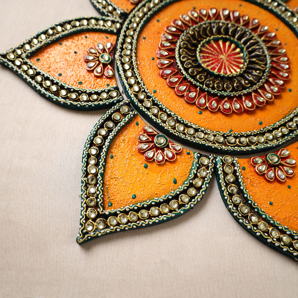 Flower - Diwali Decor Handpainted Wooden Decor Rangoli 07