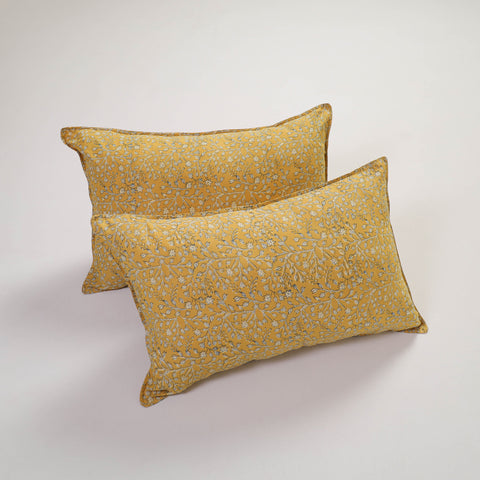 Yellow - Handcrafted Cotton Pillow Cover (Set of 2) 09