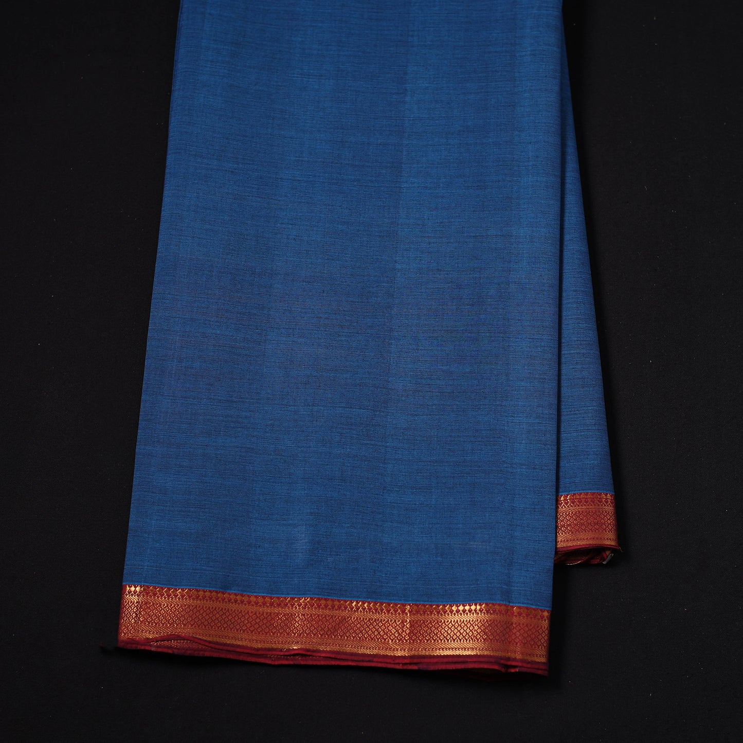 Blue - Handloom Mangalagiri Cotton Fabric with Nizam Zari Border 10