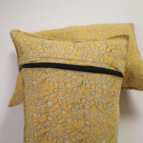  Yellow Handcrafted Cotton Pillow Cover (Set of 2)