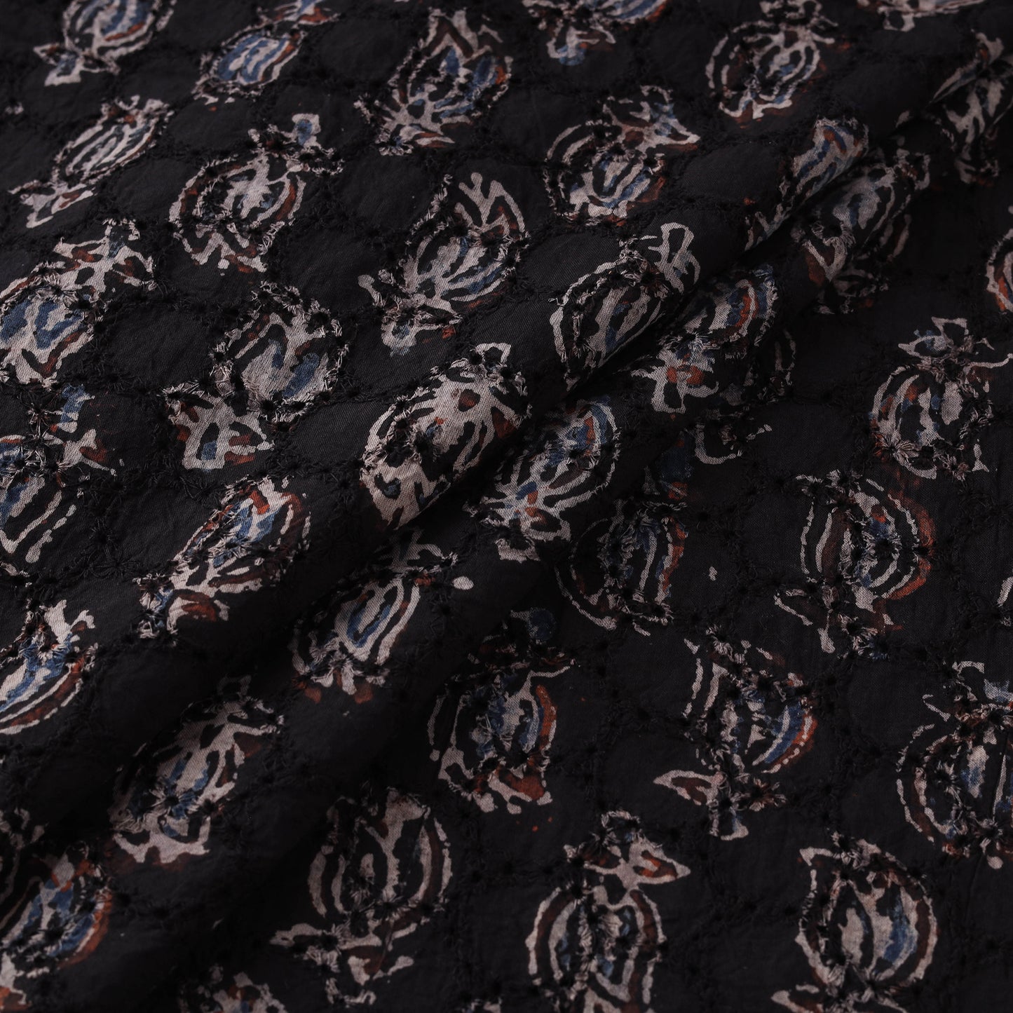 Hakoba Hand Block Ajrakh Print Natural Dyed Cotton Fabric 72