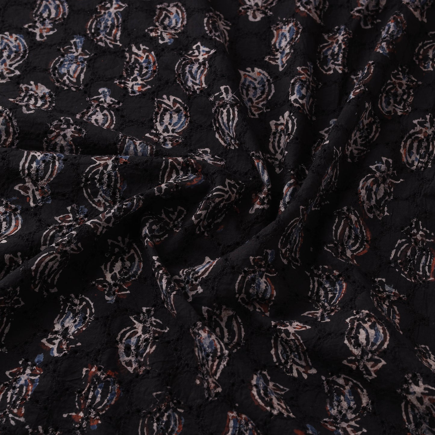 Hakoba Hand Block Ajrakh Print Natural Dyed Cotton Fabric 72