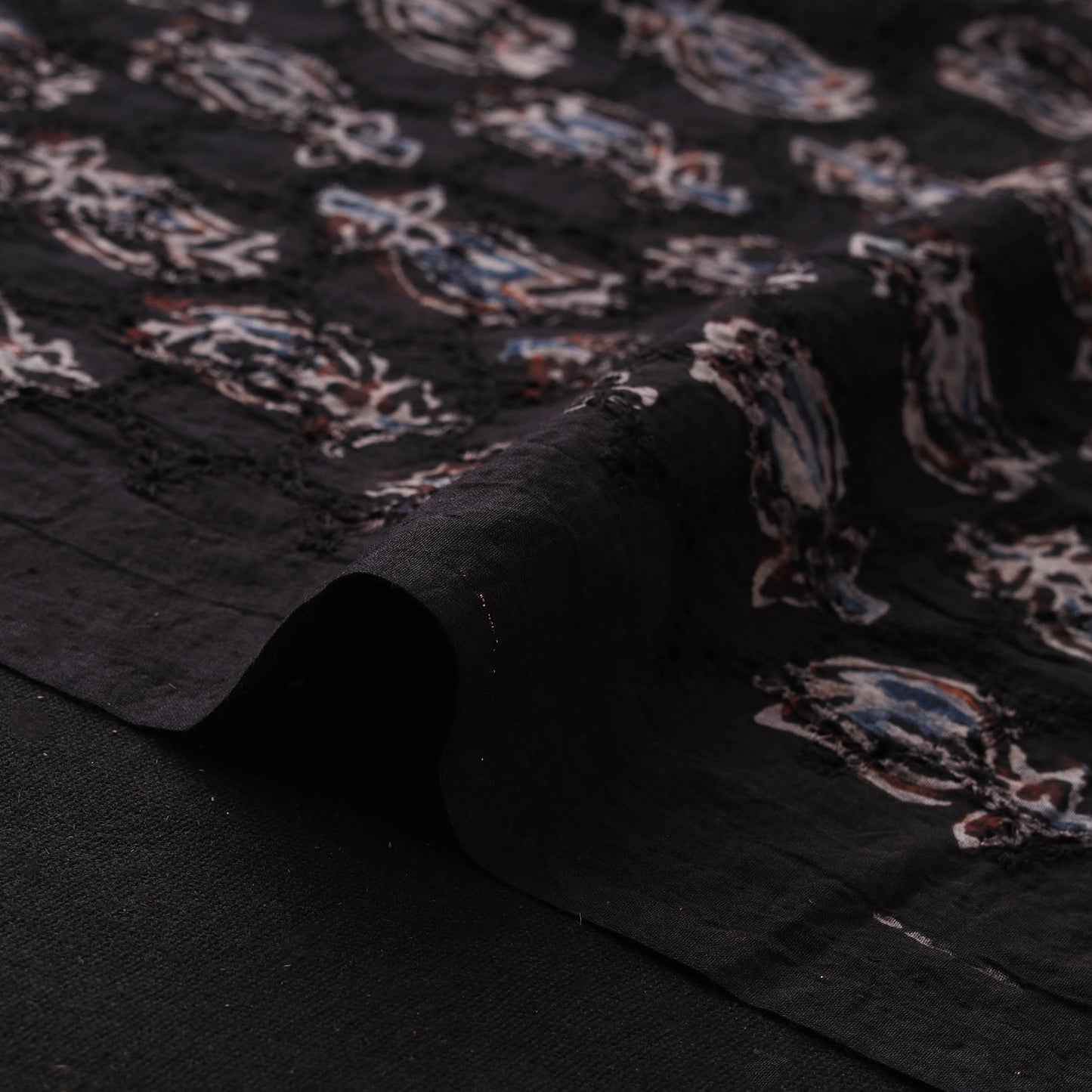 Hakoba Hand Block Ajrakh Print Natural Dyed Cotton Fabric 72