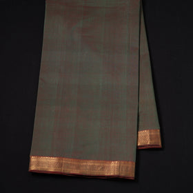 Green - Handloom Mangalagiri Cotton Fabric with Nizam Zari Border 11