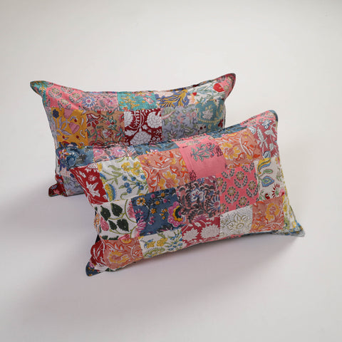 Multicolor - Handcrafted Patchwork Cotton Pillow Cover (Set of 2) 11