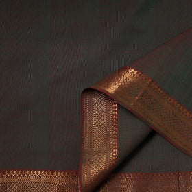 Green - Handloom Mangalagiri Cotton Fabric with Nizam Zari Border 11