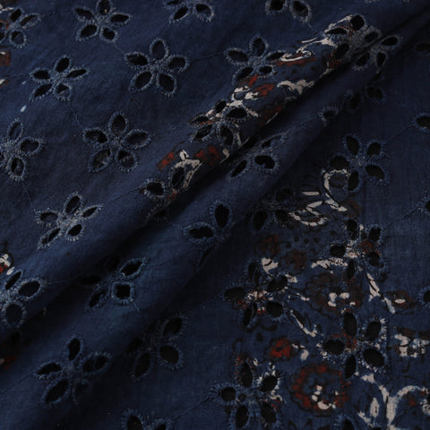 Hakoba Hand Block Ajrakh Print Natural Dyed Cotton Fabric 70