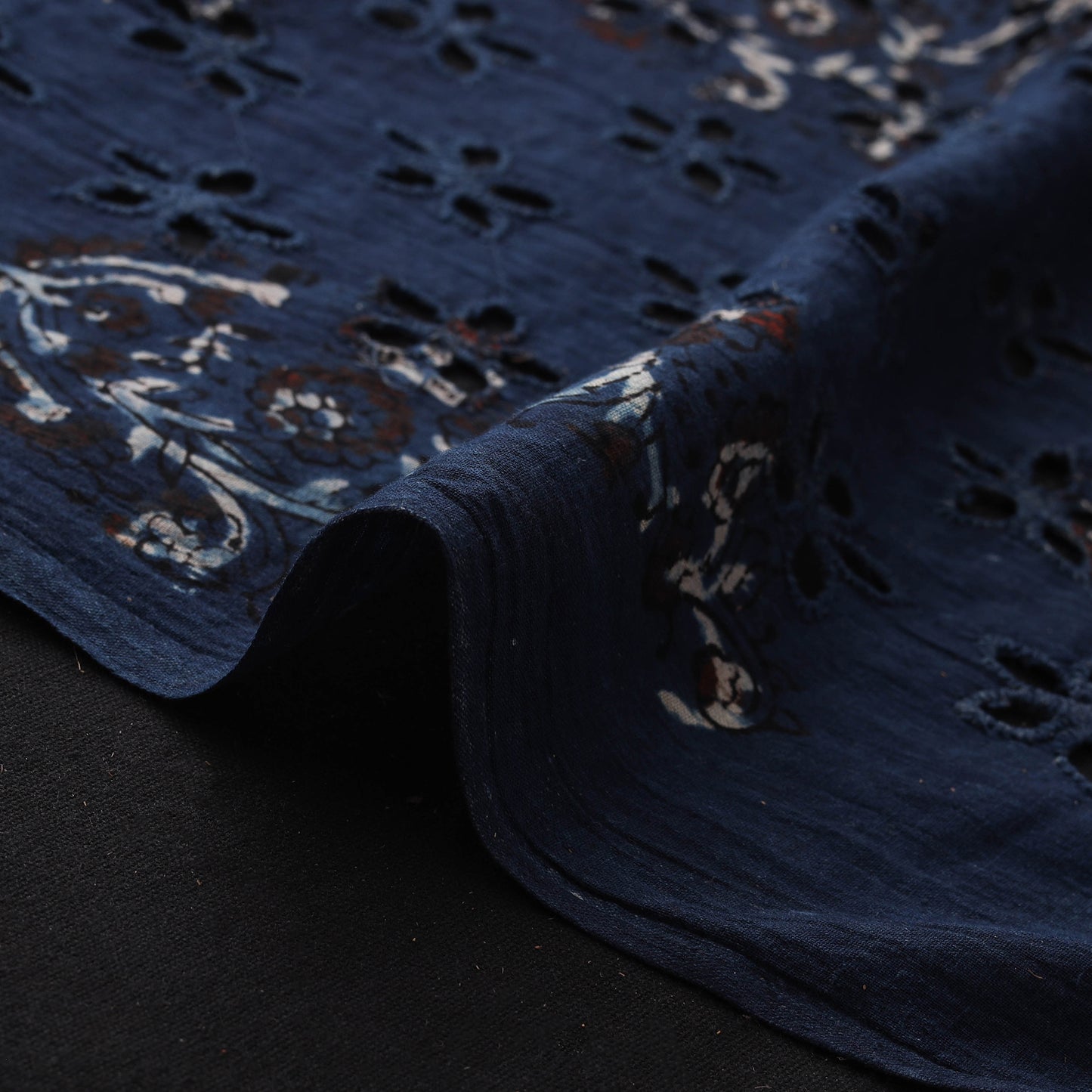Hakoba Hand Block Ajrakh Print Natural Dyed Cotton Fabric 70