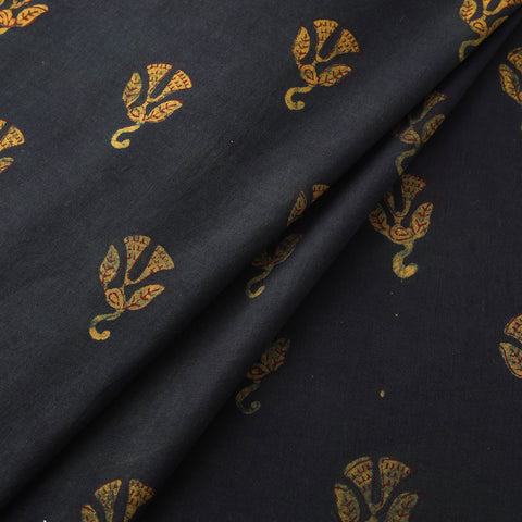 Green - Hand Block Print Natural Dyed Cotton Nandana Fabric 01