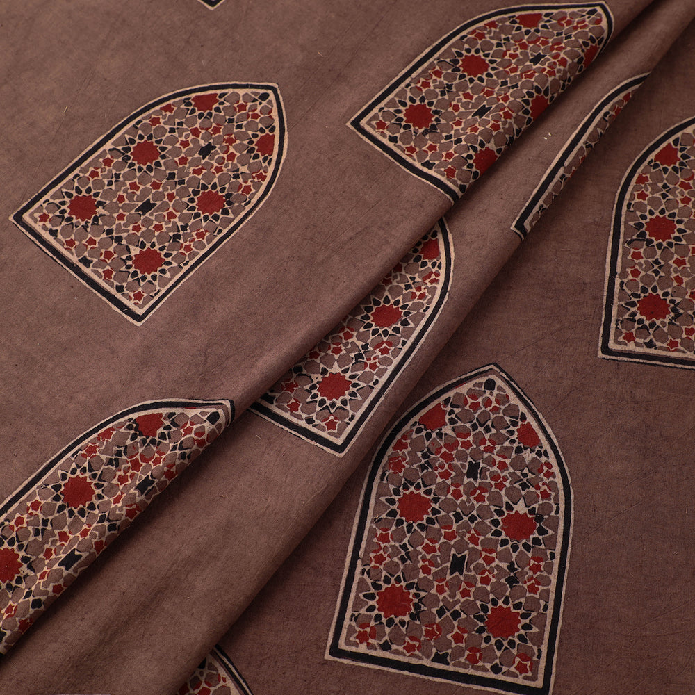 Brown - Pure Cotton Ajrakh Print Fabric 19