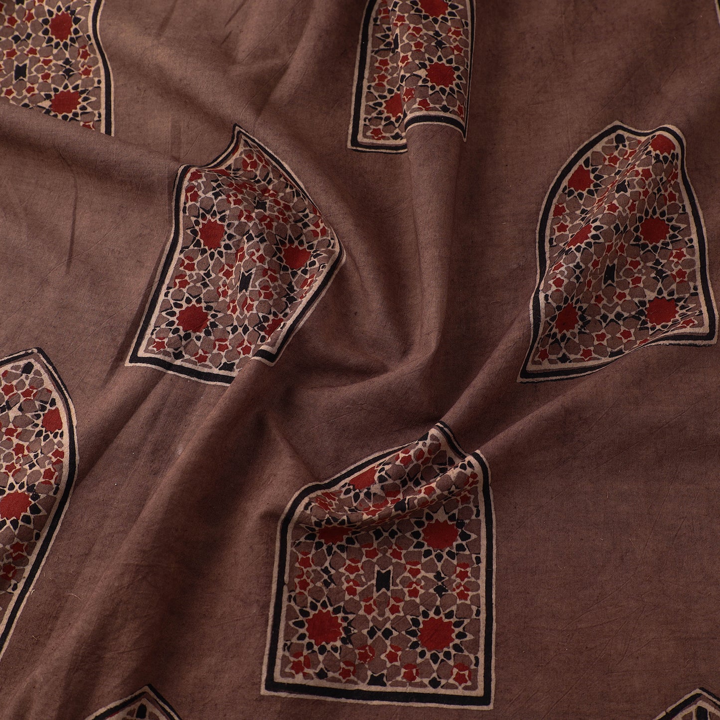 Brown - Pure Cotton Ajrakh Print Fabric 19