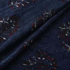 Blue - Hakoba Hand Block Ajrakh Print Natural Dyed Cotton Fabric 68