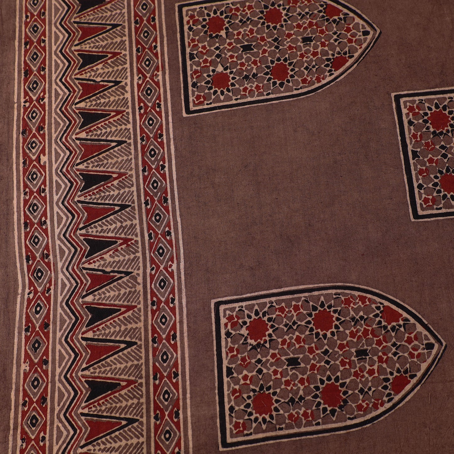 Brown - Pure Cotton Ajrakh Print Fabric 19