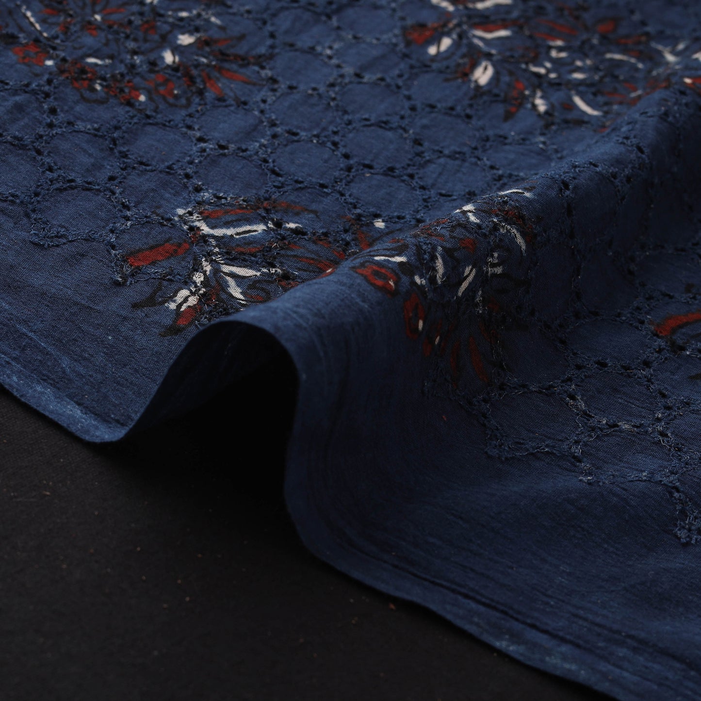 Hakoba Hand Block Ajrakh Print Natural Dyed Cotton Fabric 68