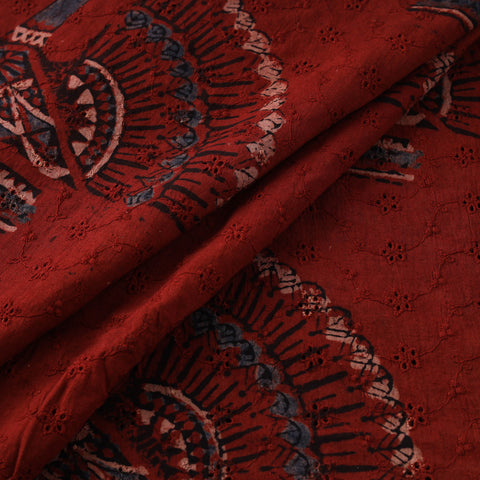 Hakoba Hand Block Ajrakh Print Natural Dyed Cotton Fabric 67