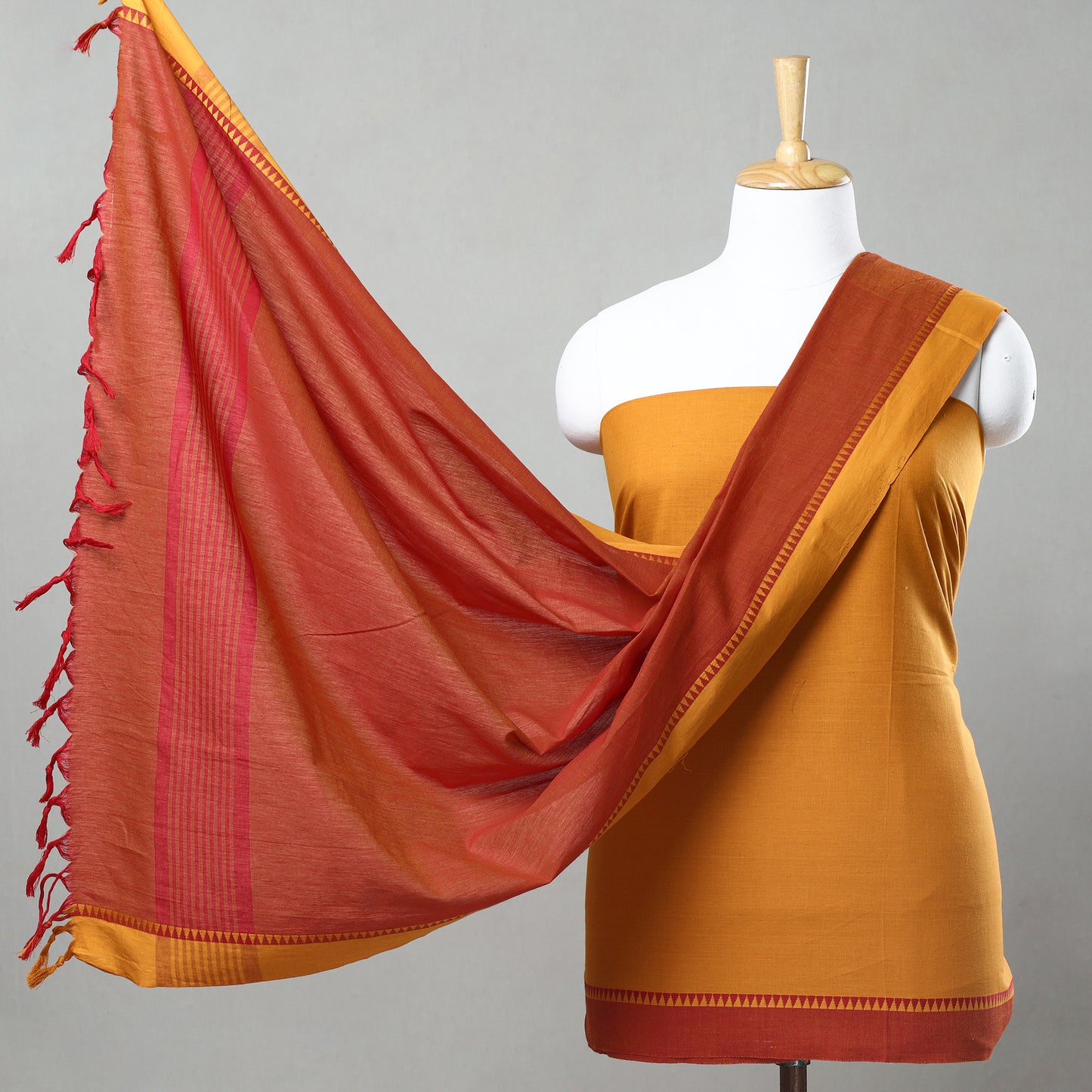 Orange - 3pc Dharwad Cotton Suit Material Set 08