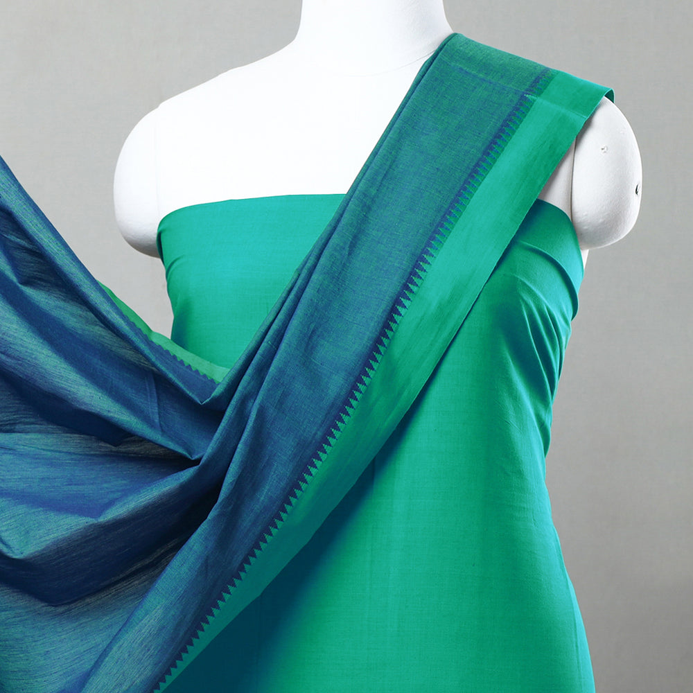 Green -  3pc Traditional Cotton Dharwad Dress Material 09