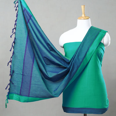 Green -  3pc Traditional Cotton Dharwad Dress Material 09