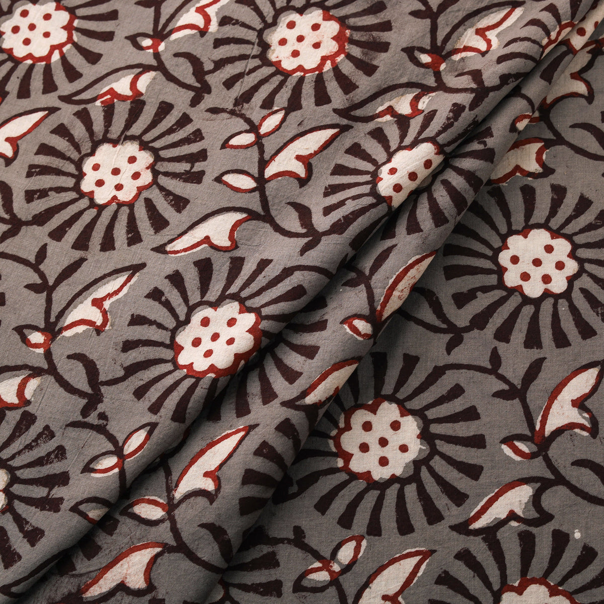 Hand Block Print Natural Dyed Cotton Nandana Fabric 04