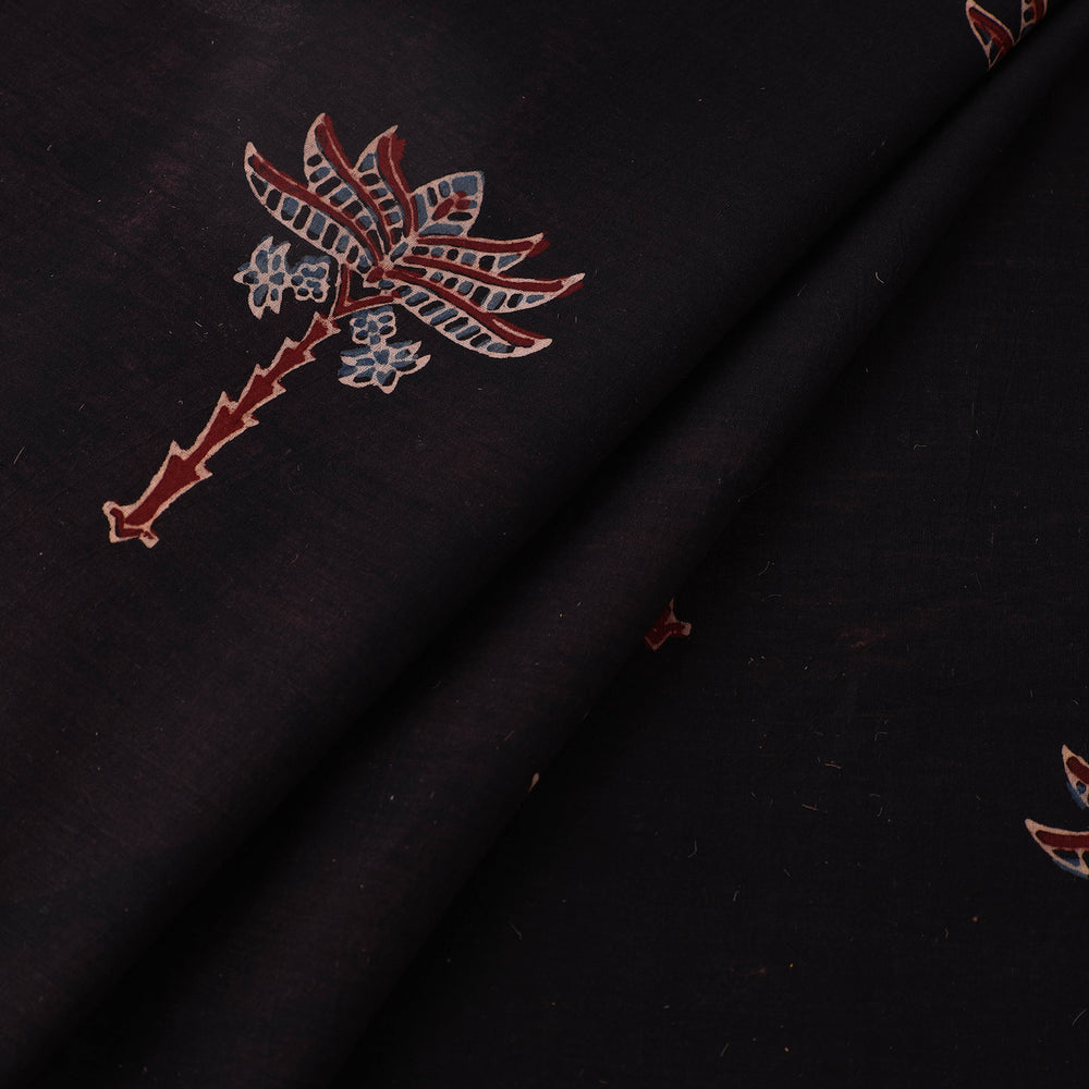 Black - Pure Cotton Ajrakh Print Fabric