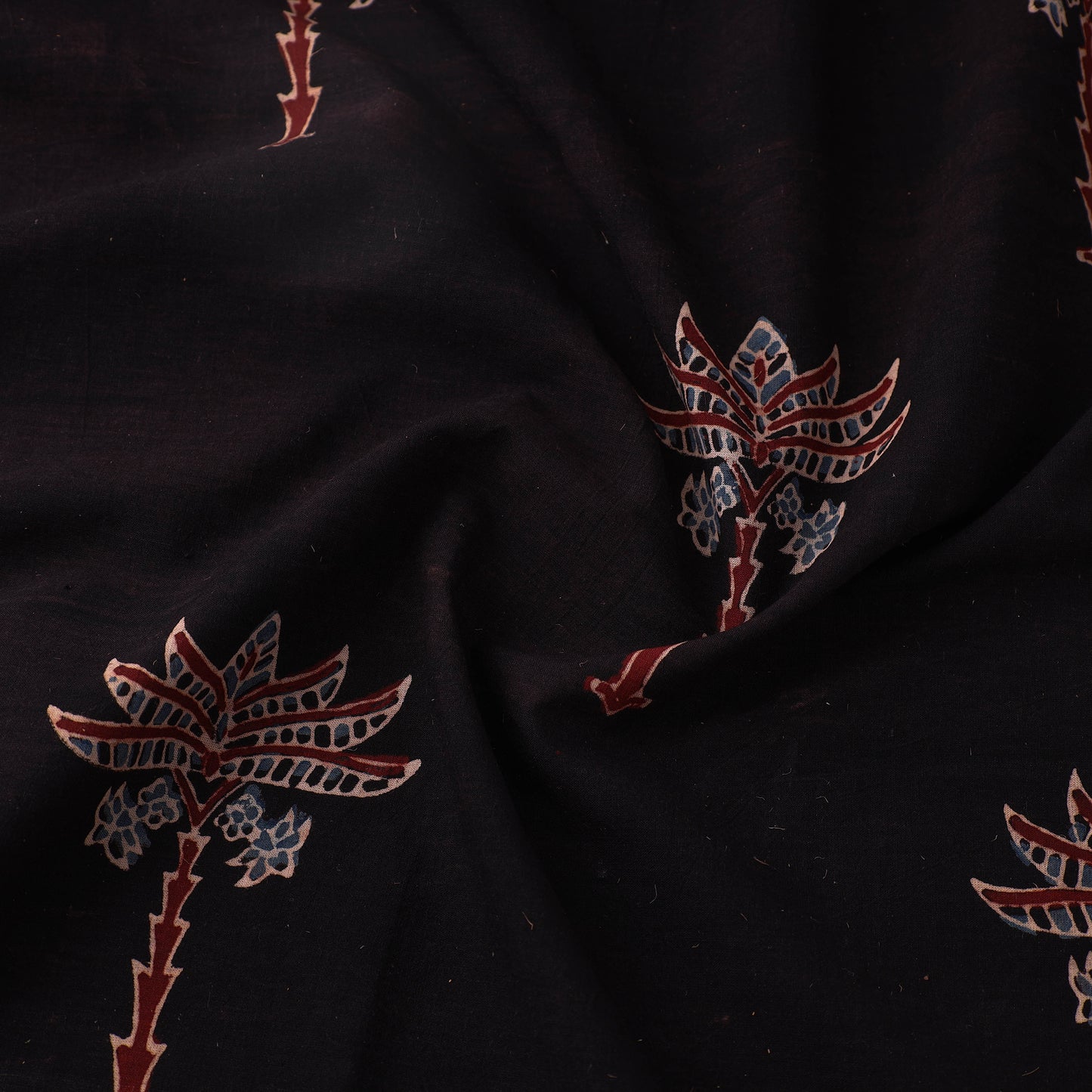 Black - Pure Cotton Ajrakh Print Fabric